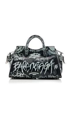 Balenciaga Neo Cagole City Graffiti-Print Leather Bag 12 Balenciaga Neo Cagole City Graffiti-Print Leather Bag -Lady Fashion Store balenciaga black neo cagole city 4