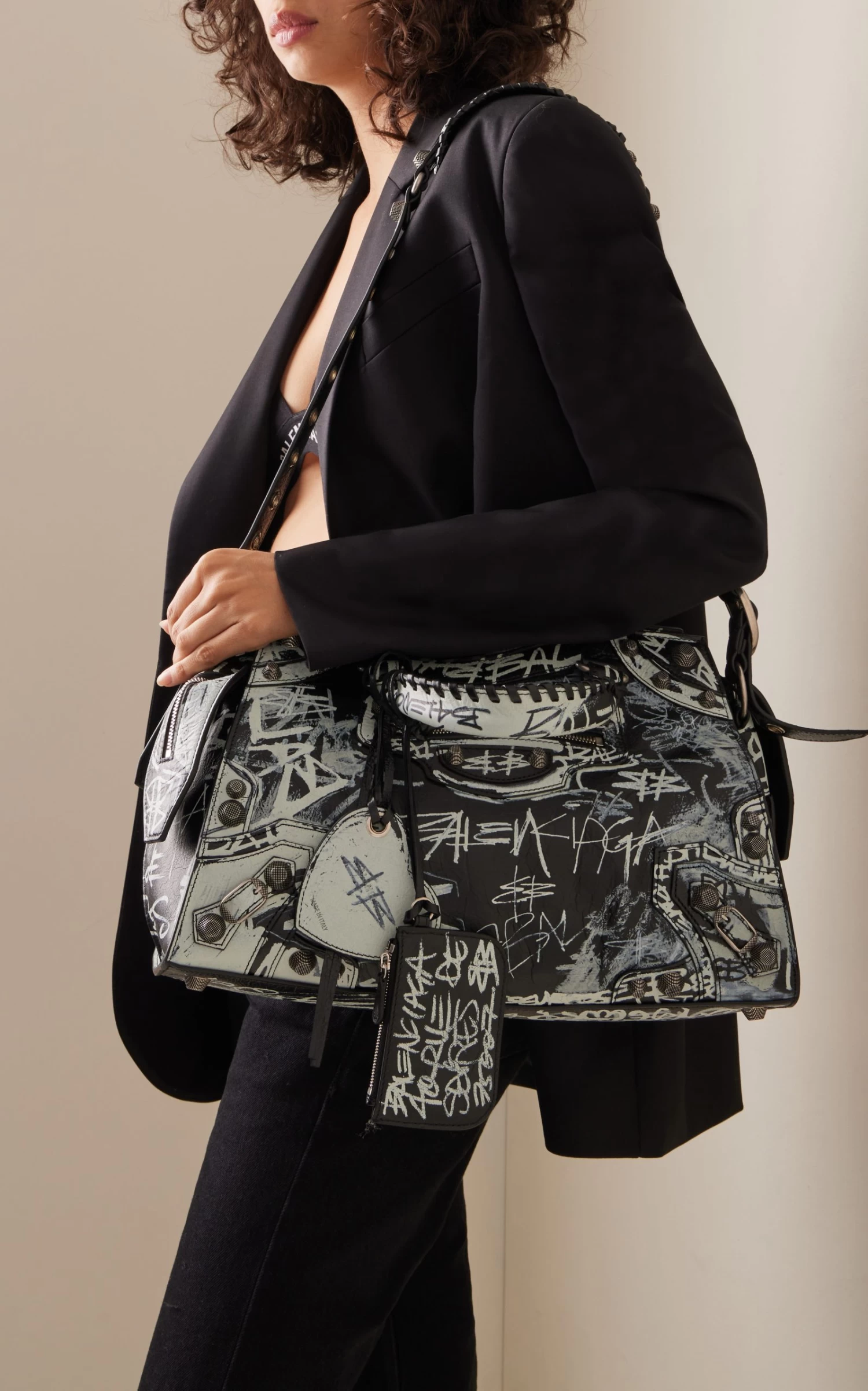 Balenciaga Neo Cagole City Graffiti-Print Leather Bag 3 Balenciaga Neo Cagole City Graffiti-Print Leather Bag