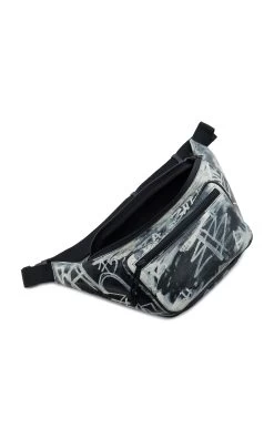 Balenciaga Explorer Graffiti-Printed Leather Beltpack -Lady Fashion Store balenciaga black white explorer beltpack 3
