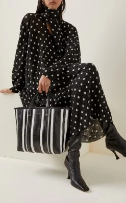 Balenciaga Neo Bazar Striped Leather Tote Bag