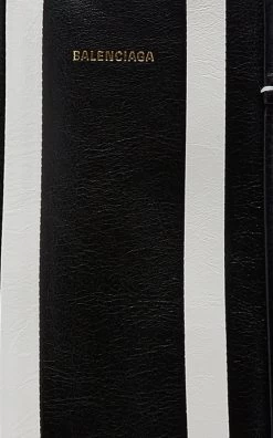 Balenciaga Neo Bazar Striped Leather Tote Bag -Lady Fashion Store balenciaga black white neo bazar 6