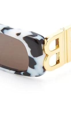 Balenciaga Dynasty Rectangular-Frame Acetate Sunglasses -Lady Fashion Store balenciaga black white rectangular acetate 2