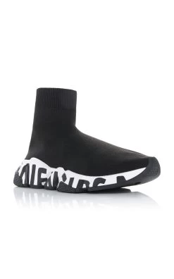 Balenciaga Speed Graffiti Sneakers -Lady Fashion Store balenciaga black white stretch knit high top sneakers 3 3