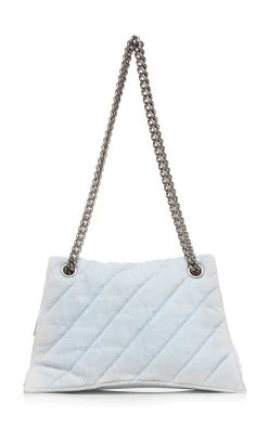 Balenciaga Crush Quilted Denim Shoulder Bag -Lady Fashion Store balenciaga blue crush chain bag m q 2