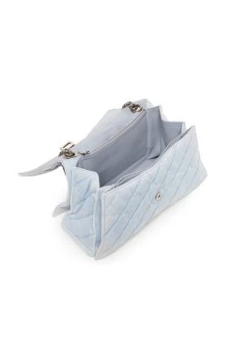 Balenciaga Crush Quilted Denim Shoulder Bag -Lady Fashion Store balenciaga blue crush chain bag m q 3
