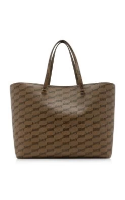 Balenciaga Signature Shopper Canvas Tote Bag -Lady Fashion Store balenciaga brown signature shopper canvas tote bag 2