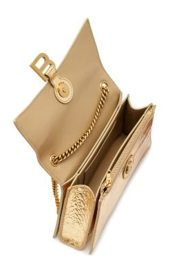 Balenciaga Crush Metallic Leather Shoulder Bag -Lady Fashion Store balenciaga gold crush chain bag s 3