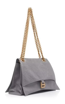 Balenciaga Crushed Leather Chain Bag -Lady Fashion Store balenciaga grey crush chain bag m q 2