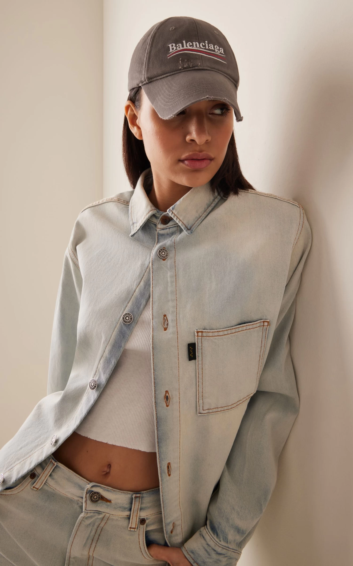 Balenciaga Logo-Embroidered Distressed Cotton Baseball Cap 3 Balenciaga Logo-Embroidered Distressed Cotton Baseball Cap