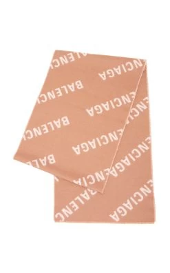 Balenciaga Logo-Knit Wool Scarf -Lady Fashion Store balenciaga neutral sc all over macro 3