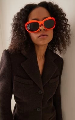 Balenciaga Spike Wrap-Around Acetate Sunglasses