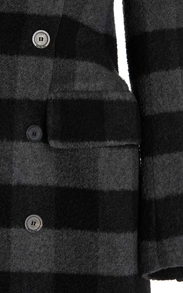 Balenciaga Hourglass Double-Breasted Plaid Wool Coat 6 Balenciaga Hourglass Double-Breasted Plaid Wool Coat - Image 4