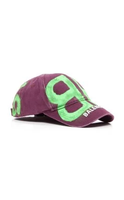 Balenciaga Graffiti-Print Cotton Baseball Cap -Lady Fashion Store balenciaga purple hat bb sprayed cap 2