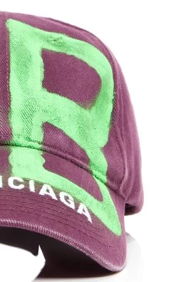 Balenciaga Graffiti-Print Cotton Baseball Cap -Lady Fashion Store balenciaga purple hat bb sprayed cap 3