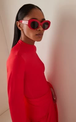 Balenciaga Rive Gauche Oversized Round-Frame Acetate Sunglasses