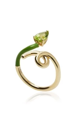 Half 9K Peridot, And Enamel Ring 8 Half 9K Peridot, And Enamel Ring -Lady Fashion Store bea bongiasca green half ring 3 1