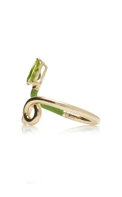 Half 9K Peridot, And Enamel Ring 9 Half 9K Peridot, And Enamel Ring -Lady Fashion Store bea bongiasca green half ring 3 2