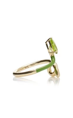 Half 9K Peridot, And Enamel Ring 11 Half 9K Peridot, And Enamel Ring -Lady Fashion Store bea bongiasca green half ring 3 4
