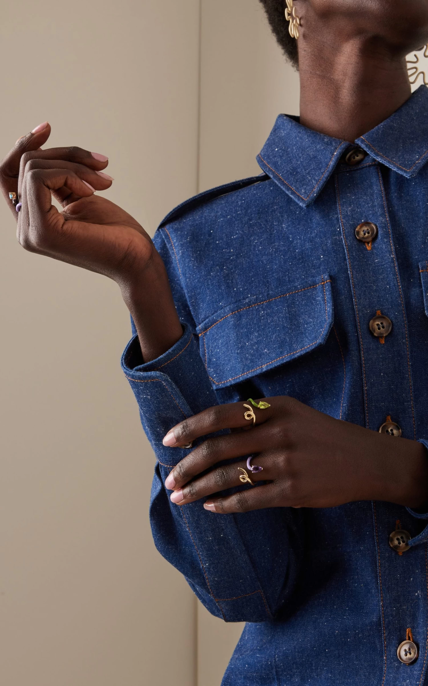 Half 9K Peridot, And Enamel Ring 3 Half 9K Peridot, And Enamel Ring