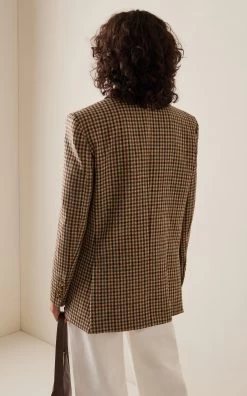 Naema Everynight Oversized Checked Wool Blazer -Lady Fashion Store blaze brown naema everynight blazer 2