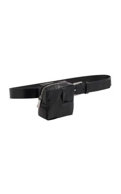 Bottega Veneta Cassette Pouch Leather Waist Belt -Lady Fashion Store bottega veneta black cassette pouch leather waist belt 1