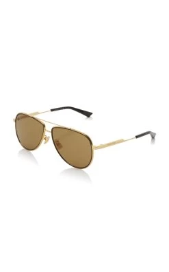 Bottega Veneta Aviator-Frame Metal Sunglasses -Lady Fashion Store bottega veneta brown bv1240s 002 2