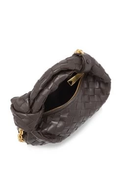 Bottega Veneta The Mini Jodie Chain-Embellished Leather Bag -Lady Fashion Store bottega veneta brown the mini jodie chain embellished leather bag 4