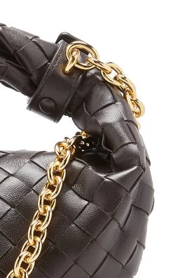 Bottega Veneta The Mini Jodie Chain-Embellished Leather Bag -Lady Fashion Store bottega veneta brown the mini jodie chain embellished leather bag 5