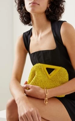 Bottega Veneta Twist Triangle Leather-Trimmed 18K Gold-Plated Earrings