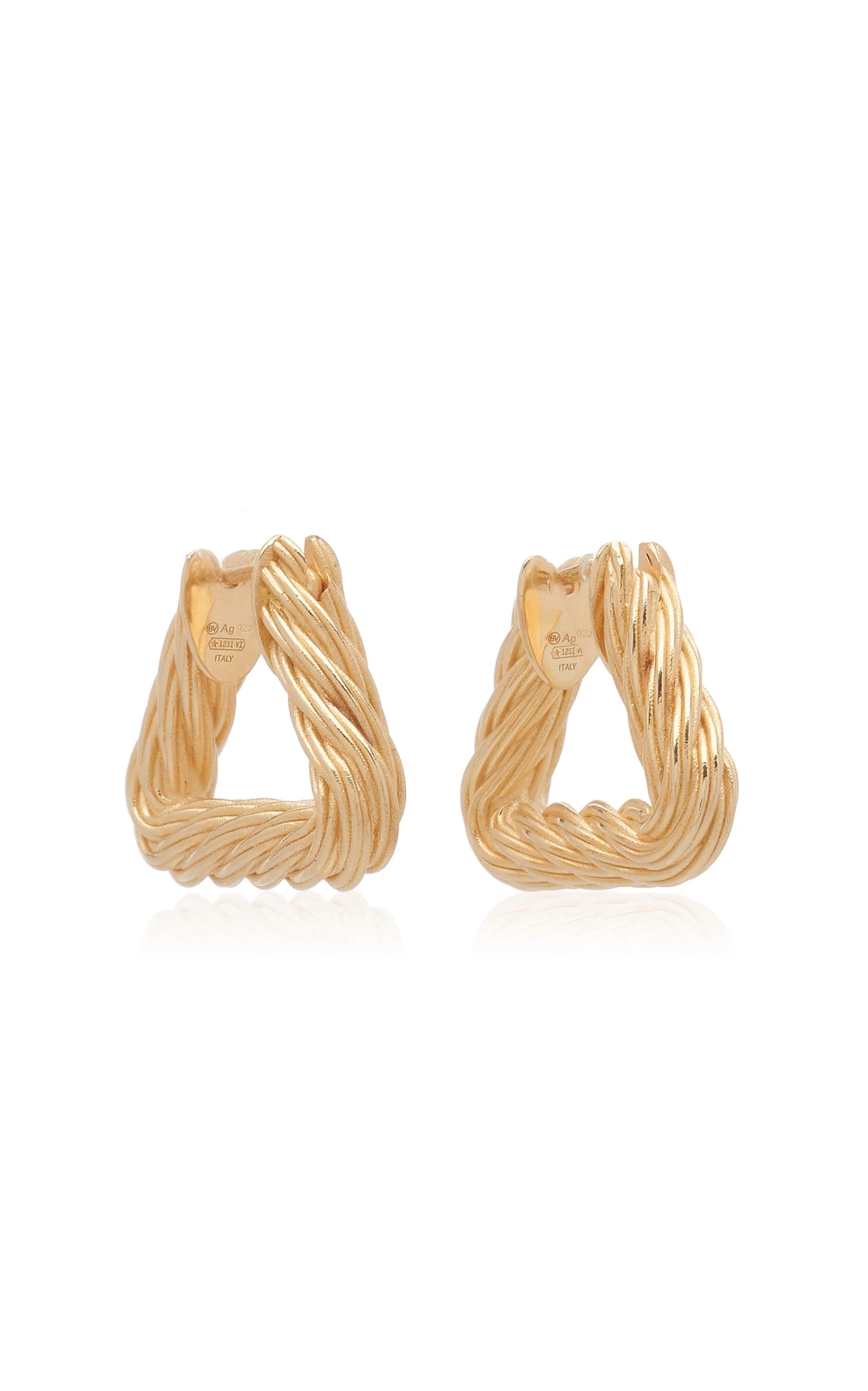 Bottega Veneta Twist Triangle Gold Vermeil Hoop Earrings 4 Bottega Veneta Twist Triangle Gold Vermeil Hoop Earrings - Image 2