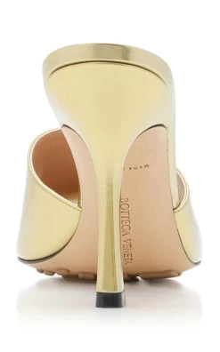 Bottega Veneta Mirror Stretch Leather Slide Sandals -Lady Fashion Store bottega veneta gold mirror stretch leather slide sandals 2
