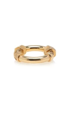 Bottega Veneta Brushed Gold-Plated Sterling Silver Ring -Lady Fashion Store bottega veneta gold ring brushed gold finishing sterling silver 2