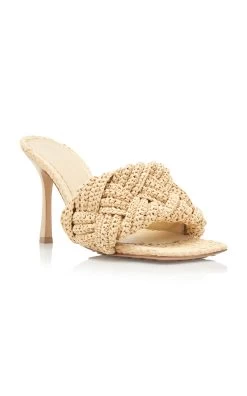 Bottega Veneta Lido Raffia Leather Mule Sandals -Lady Fashion Store bottega veneta neutral lido raffia leather mule sandals 3