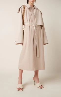 Bottega Veneta Removable Sleeve Crepe Trench Coat