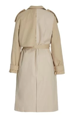 Bottega Veneta Removable Sleeve Crepe Trench Coat -Lady Fashion Store bottega veneta neutral removable sleeve crepe trench coat 4