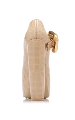Bottega Veneta Croc-Embossed Leather Mary-Jane Platform Pumps -Lady Fashion Store bottega veneta nude mary jane croc embossed pumps 4