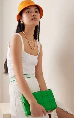 Bottega Veneta Intrecciato Jacquard Nylon Hat -Lady Fashion Store bottega veneta orange hat intreccio jacquard nylon 2