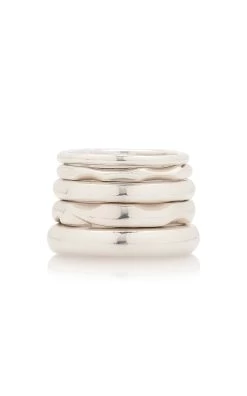 Bottega Veneta Sterling Silver Five Rings Set 10 Bottega Veneta Sterling Silver Five Rings Set -Lady Fashion Store bottega veneta silver sterling silver five rings set 3