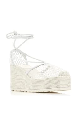 Bottega Veneta Lace-Up Wedge Espadrilles -Lady Fashion Store bottega veneta white lace up espadrille sporty web 100mm 3