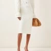 Bottega Veneta Cotton-Blend Midi Shirt Dress -Lady Fashion Store bottega veneta white long sleeved collared shirt dress