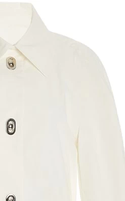 Bottega Veneta Cotton-Blend Midi Shirt Dress -Lady Fashion Store bottega veneta white long sleeved collared shirt dress 2