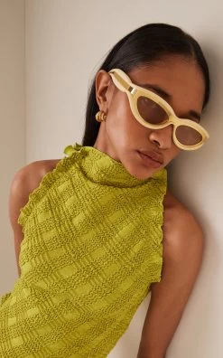 Bottega Veneta Round Cat-Eye Rubber Sunglasses