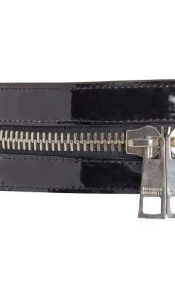 Zipper Patent Leather Belt -Lady Fashion Store brandon maxwell black zipper patent leather belt 3