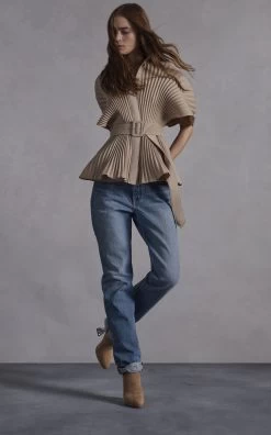 Rigid High-Rise Straight-Leg Jeans -Lady Fashion Store brandon maxwell blue rigid high rise straight leg jeans 3