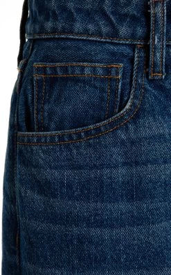 Rigid High-Rise Straight-Leg Jeans -Lady Fashion Store brandon maxwell blue rigid high rise straight leg jeans 4