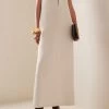 Kim Cutout Wool-Silk Midi Dress -Lady Fashion Store brandon maxwell ivory the kim wool silk midi dress