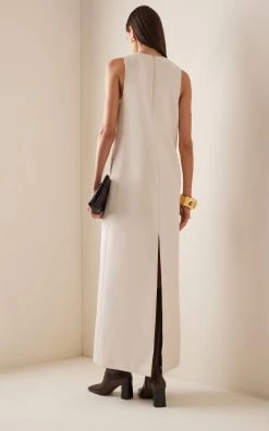 Kim Cutout Wool-Silk Midi Dress -Lady Fashion Store brandon maxwell ivory the kim wool silk midi dress 2