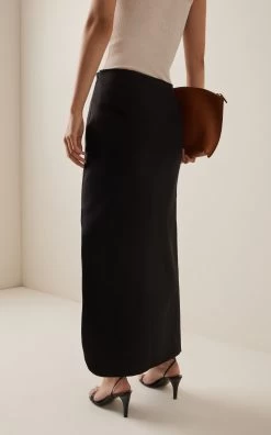 By Malene Birger Wick Slit-Detailed Midi Skirt -Lady Fashion Store by malene birger black wick slit detailed midi skirt 3