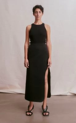 By Malene Birger Wick Slit-Detailed Midi Skirt -Lady Fashion Store by malene birger black wick slit detailed midi skirt 4