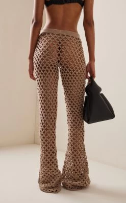 By Malene Birger Welira Crocheted Wool Pants -Lady Fashion Store by malene birger neutral welira wool crochet pants 2